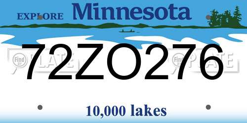 72ZO276 Minnesota License Plate