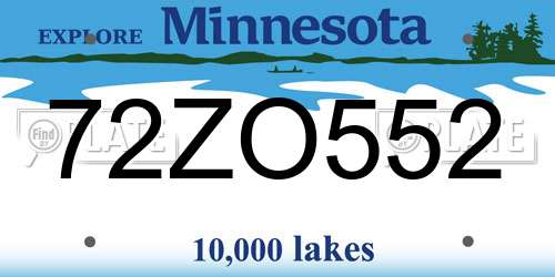 72ZO552 Minnesota License Plate