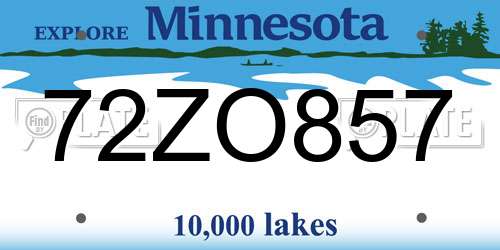 72ZO857 Minnesota License Plate