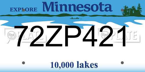 72ZP421 Minnesota License Plate