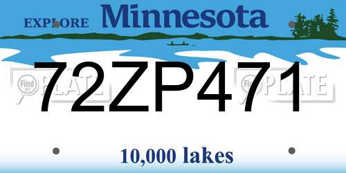 72ZP471 Minnesota License Plate