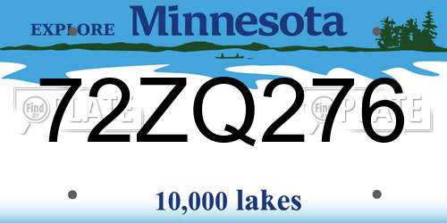 72ZQ276 Minnesota License Plate