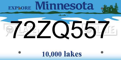 72ZQ557 Minnesota License Plate