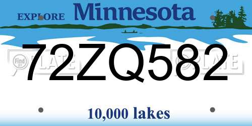 72ZQ582 Minnesota License Plate