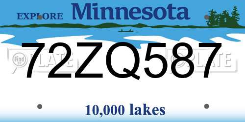 72ZQ587 Minnesota License Plate