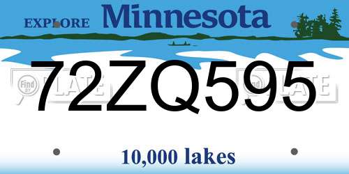 72ZQ595 Minnesota License Plate