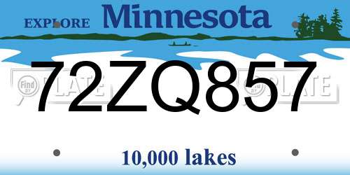 72ZQ857 Minnesota License Plate