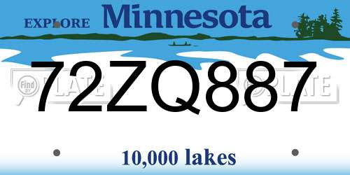 72ZQ887 Minnesota License Plate