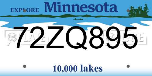 72ZQ895 Minnesota License Plate