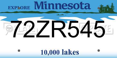 72ZR545 Minnesota License Plate