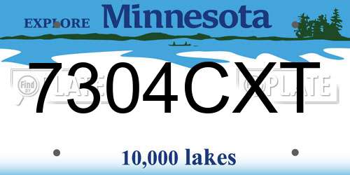 7304CXT Minnesota License Plate