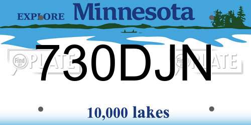 730DJN Minnesota License Plate