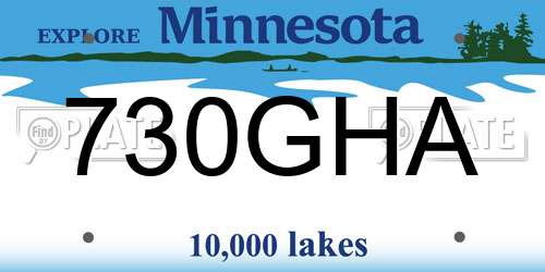 730GHA Minnesota License Plate