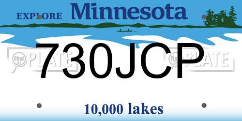 730JCP Minnesota License Plate
