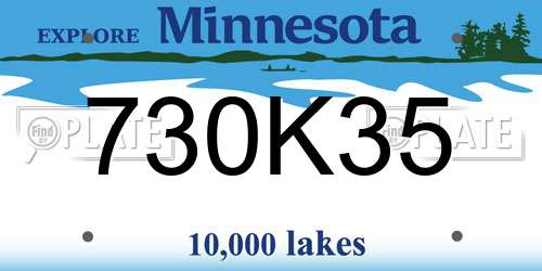730K35 Minnesota License Plate