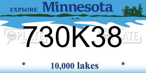 730K38 Minnesota License Plate