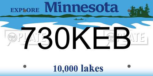 730KEB Minnesota License Plate