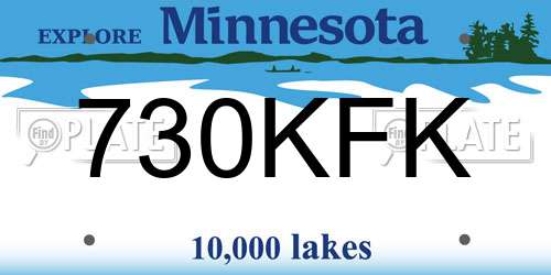 730KFK Minnesota License Plate