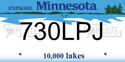 730LPJ Minnesota License Plate