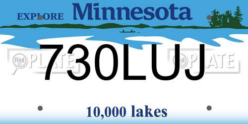 730LUJ Minnesota License Plate