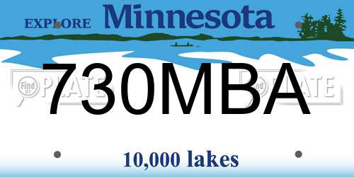 730MBA Minnesota License Plate