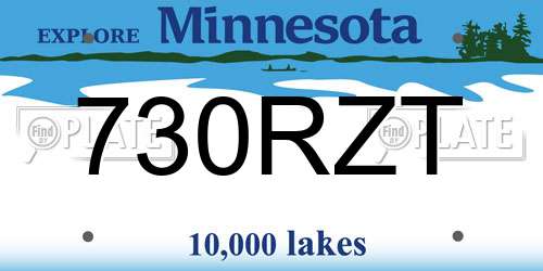 730RZT Minnesota License Plate