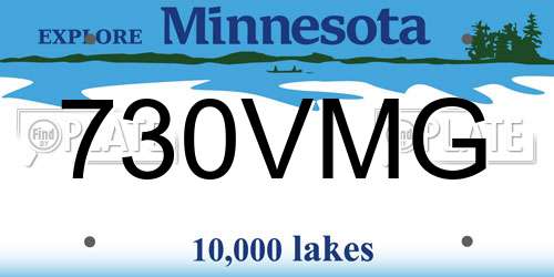 730VMG Minnesota License Plate