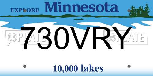 730VRY Minnesota License Plate