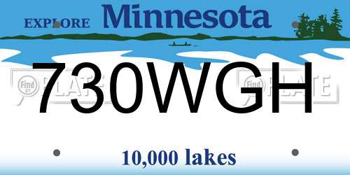 730WGH Minnesota License Plate