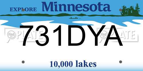 731DYA Minnesota License Plate