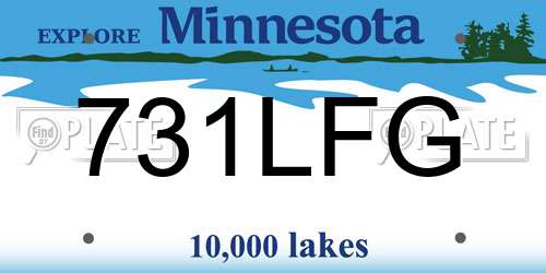 731LFG Minnesota License Plate