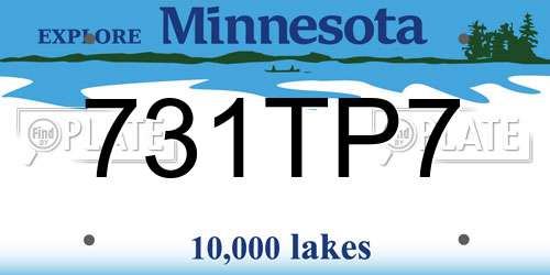 731TP7 Minnesota License Plate
