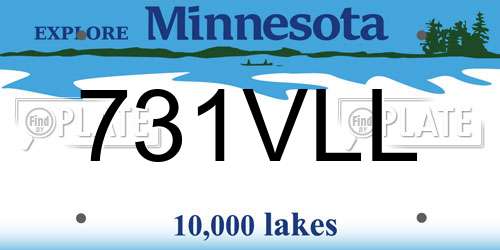 731VLL Minnesota License Plate