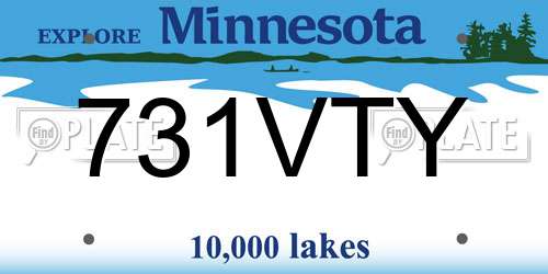731VTY Minnesota License Plate