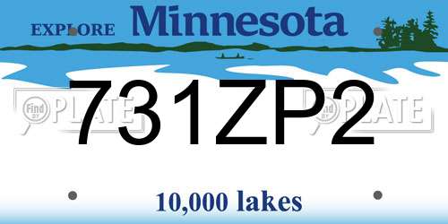 731ZP2 Minnesota License Plate