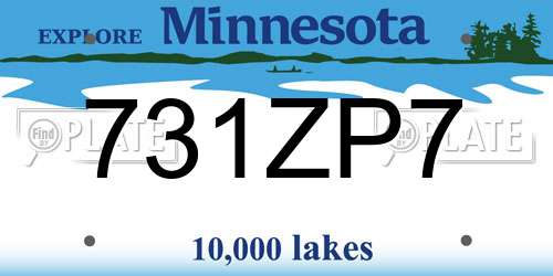 731ZP7 Minnesota License Plate
