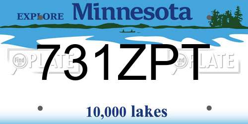 731ZPT Minnesota License Plate