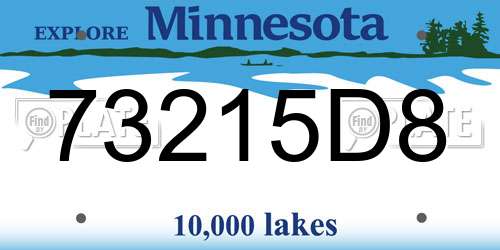 73215D8 Minnesota License Plate
