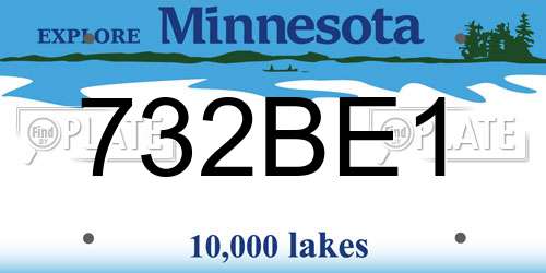 732BE1 Minnesota License Plate