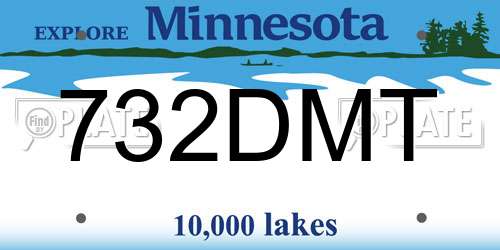 732DMT Minnesota License Plate