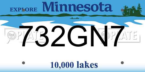 732GN7 Minnesota License Plate