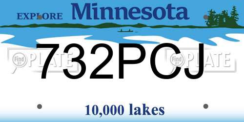 732PCJ Minnesota License Plate