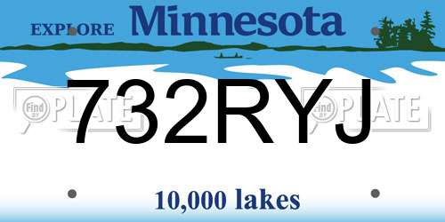 732RYJ Minnesota License Plate