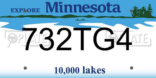 732TG4 Minnesota License Plate