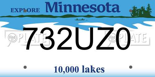 732UZ0 Minnesota License Plate