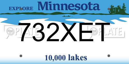 732XET Minnesota License Plate