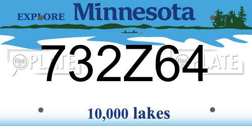 732Z64 Minnesota License Plate