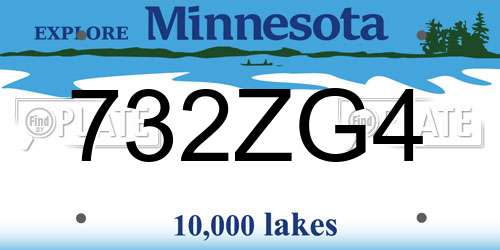 732ZG4 Minnesota License Plate