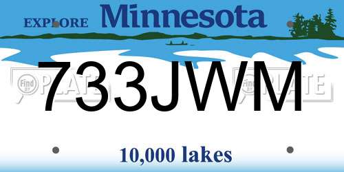 733JWM Minnesota License Plate