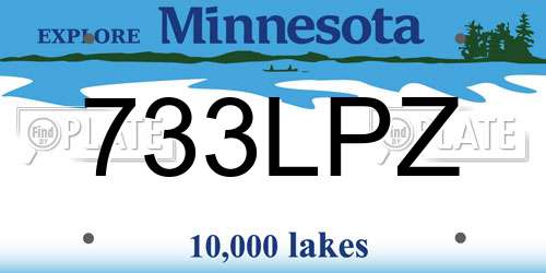 733LPZ Minnesota License Plate